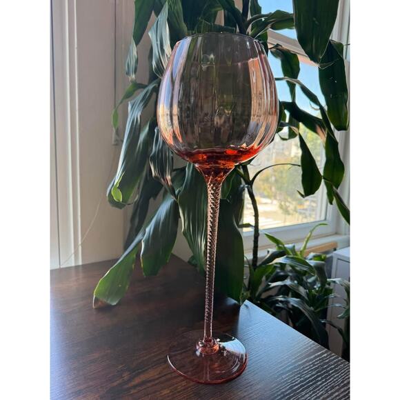 *Vintage* MCM Tall Amber Bohemian Czech Belfor Glass Tealight Votive Centerpiece